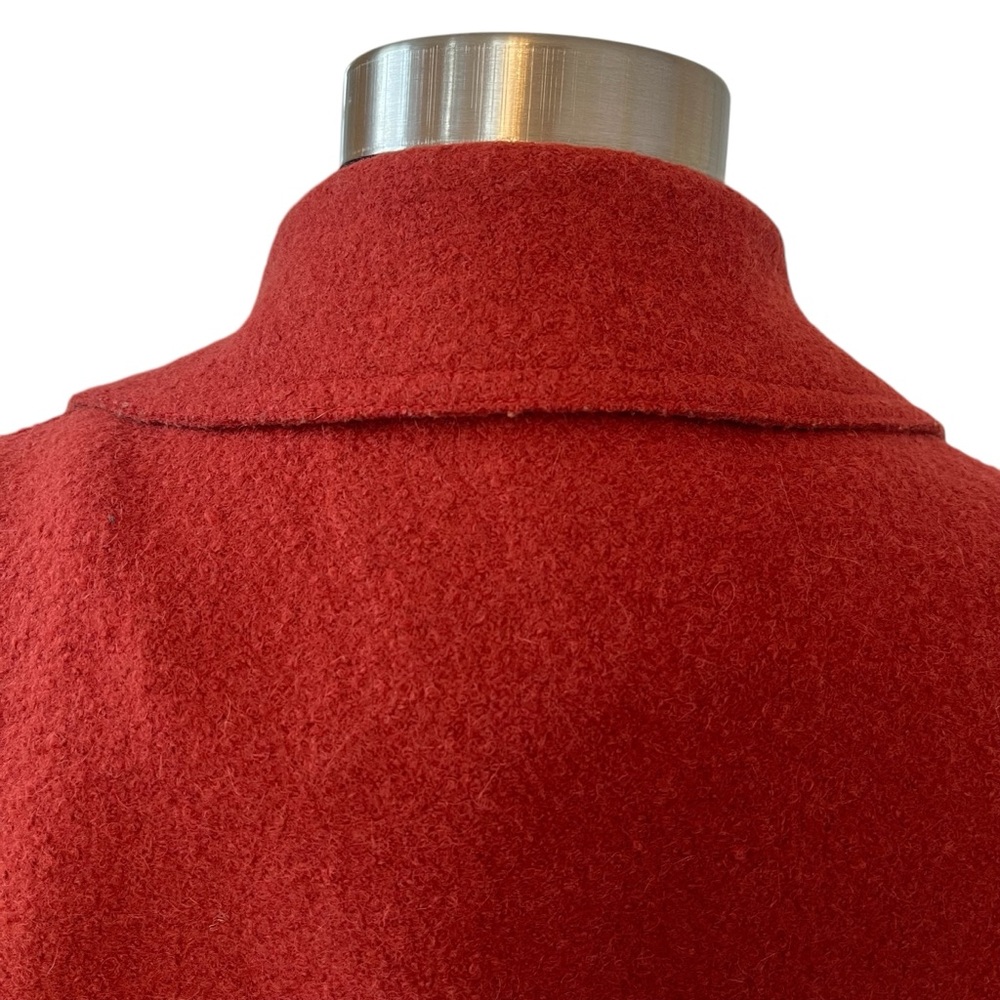 Vintage handmade rust wool felt coat button down M zip pockets - Picture 11 of 12